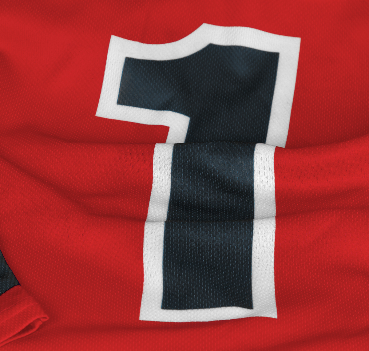 jersey showing heat transfer printing with number 1